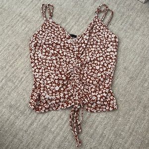 Burgundy Flower Print Top